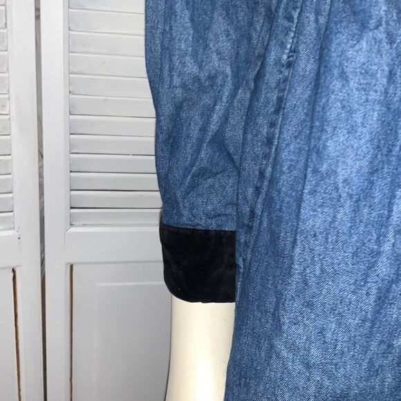 Vintage Coldwater Creek Denim Velvet Button Down Dress Medium - Picture 8 of 16